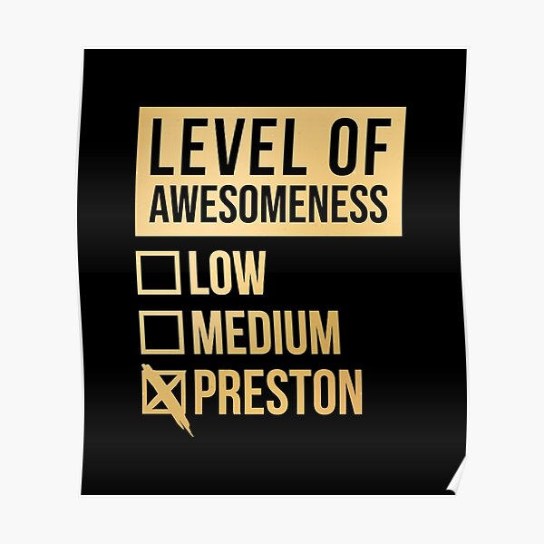 Level Of Preston in Gold Poster RB1207 product Offical preston Merch